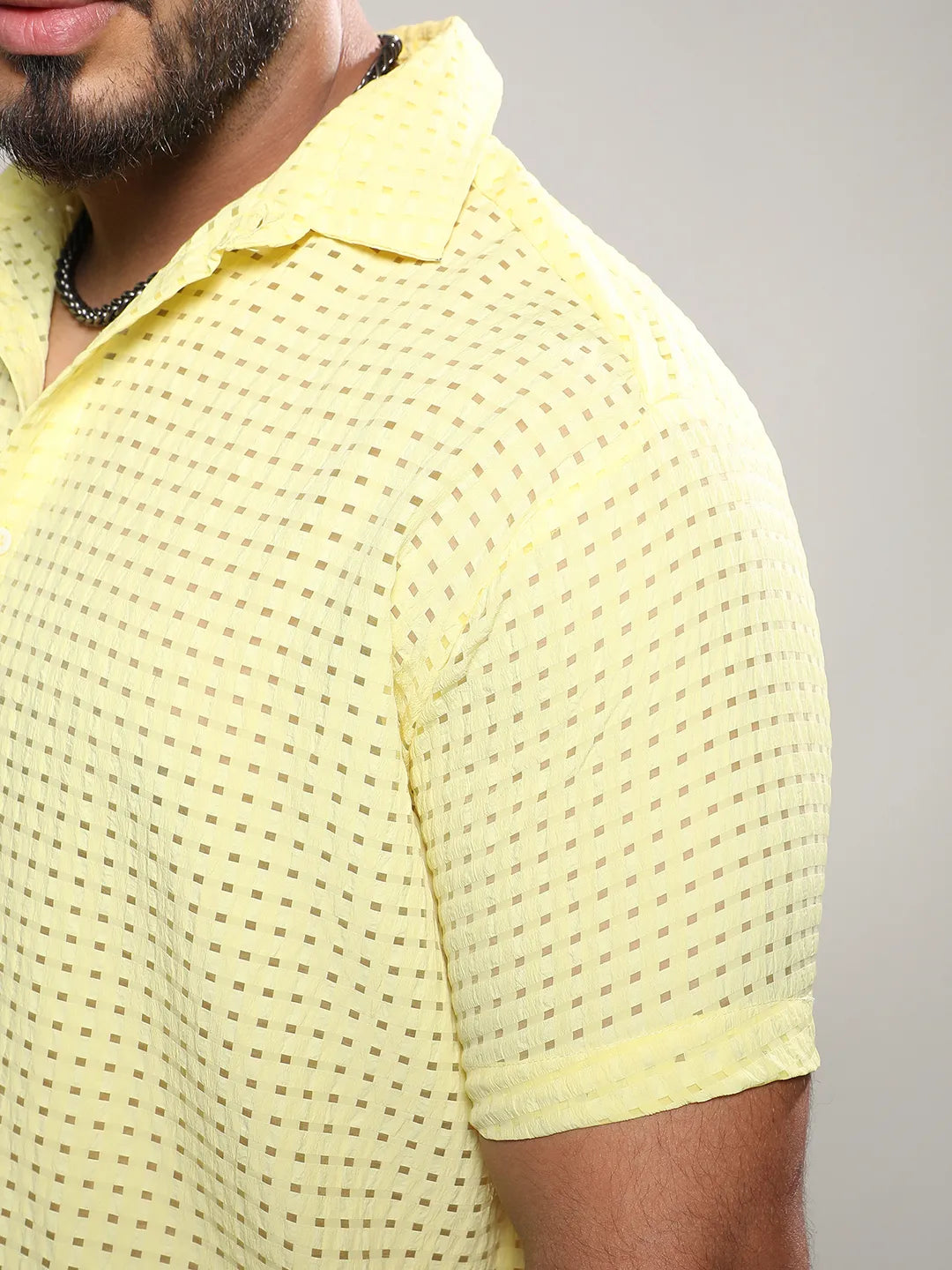 Lemon Yellow See-Through Square Shirt