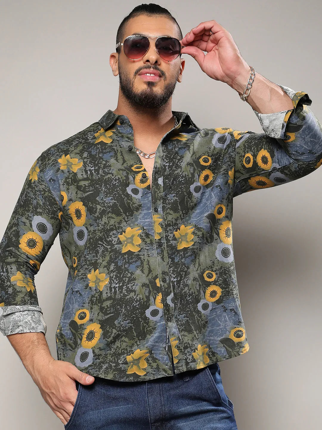 Multicolour Botanical Abstract Shirt