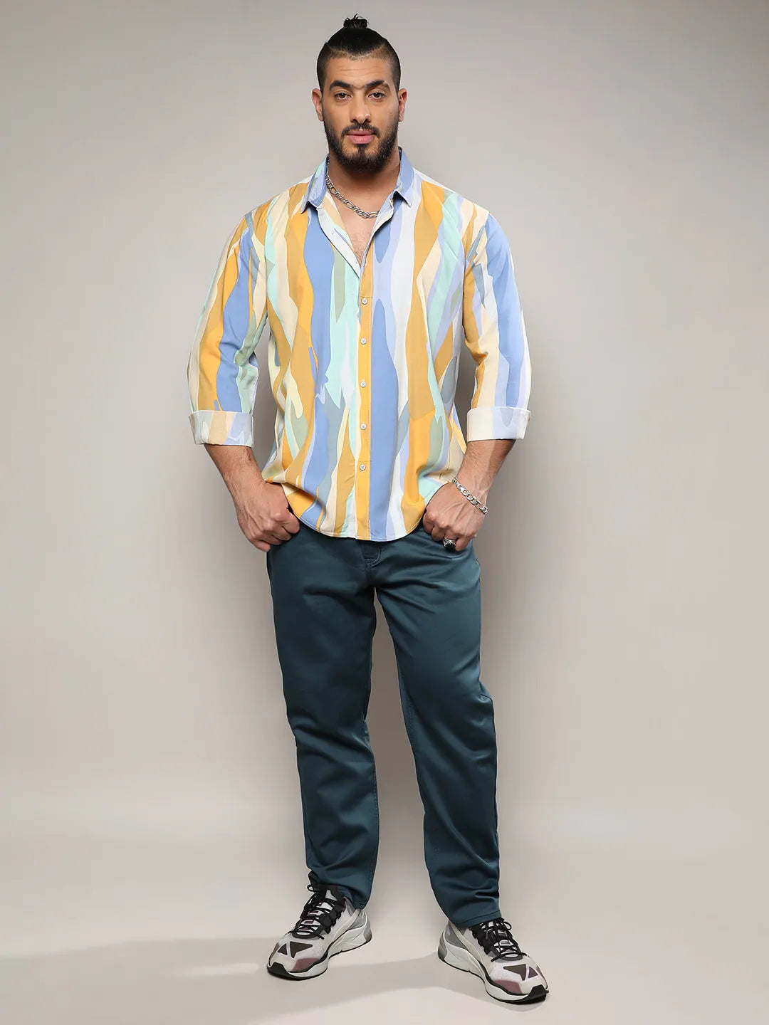 Multicolour Contrast Abstract Print Shirt