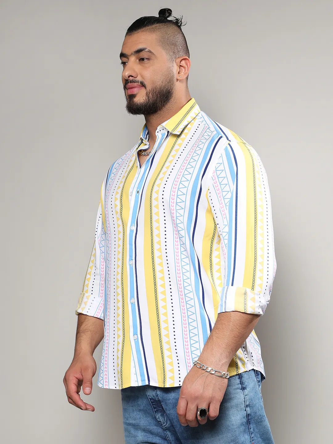 Multicolour Geometric Striped Shirt