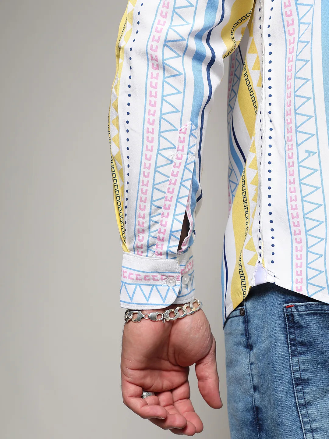 Multicolour Geometric Striped Shirt