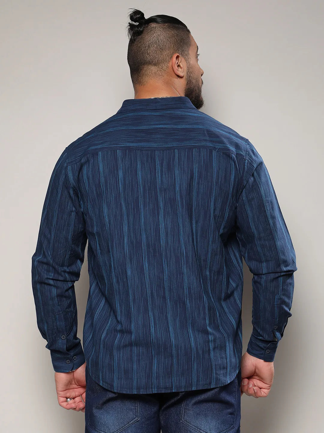 Navy Blue Ombre Striped Shirt