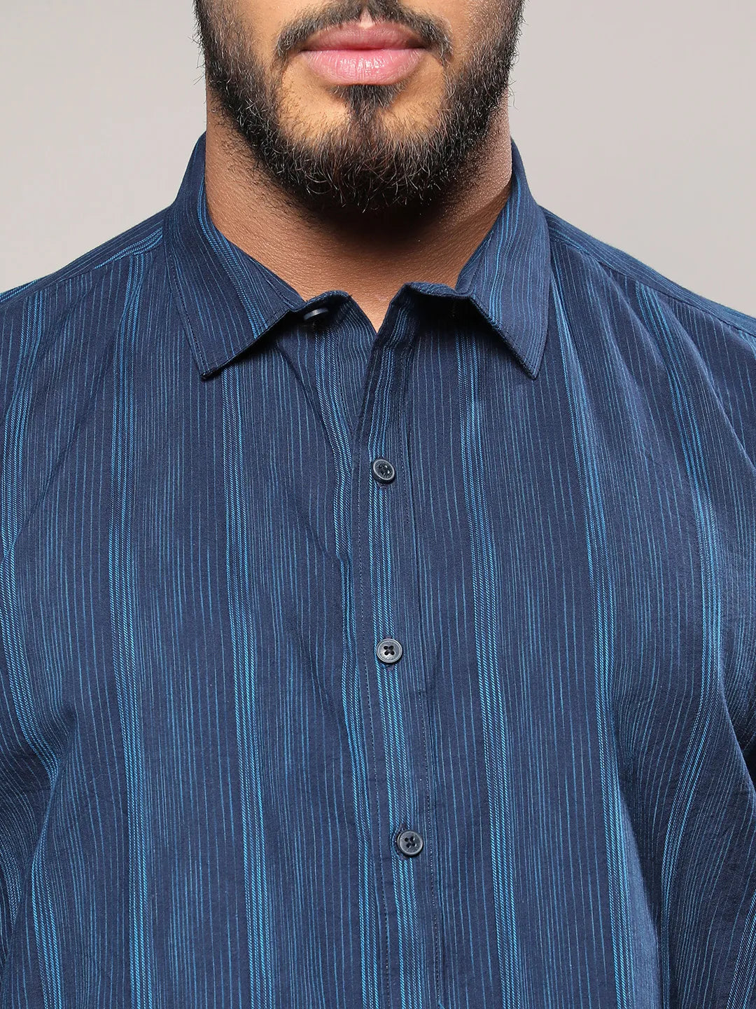 Navy Blue Ombre Striped Shirt