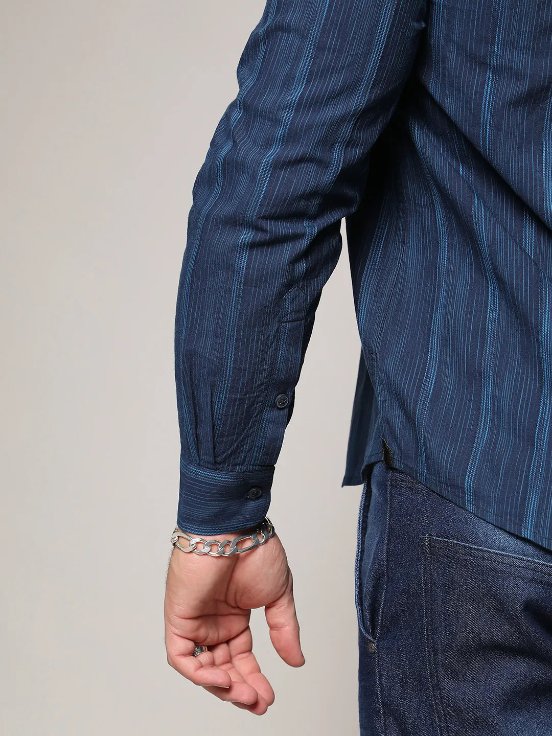 Navy Blue Ombre Striped Shirt