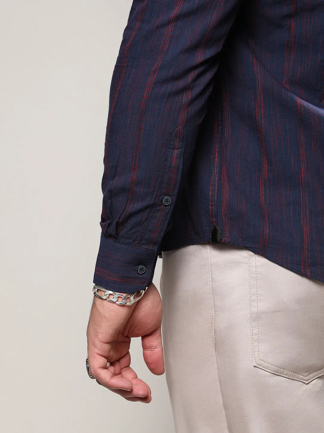 Navy Blue & Red Ombre Striped Shirt