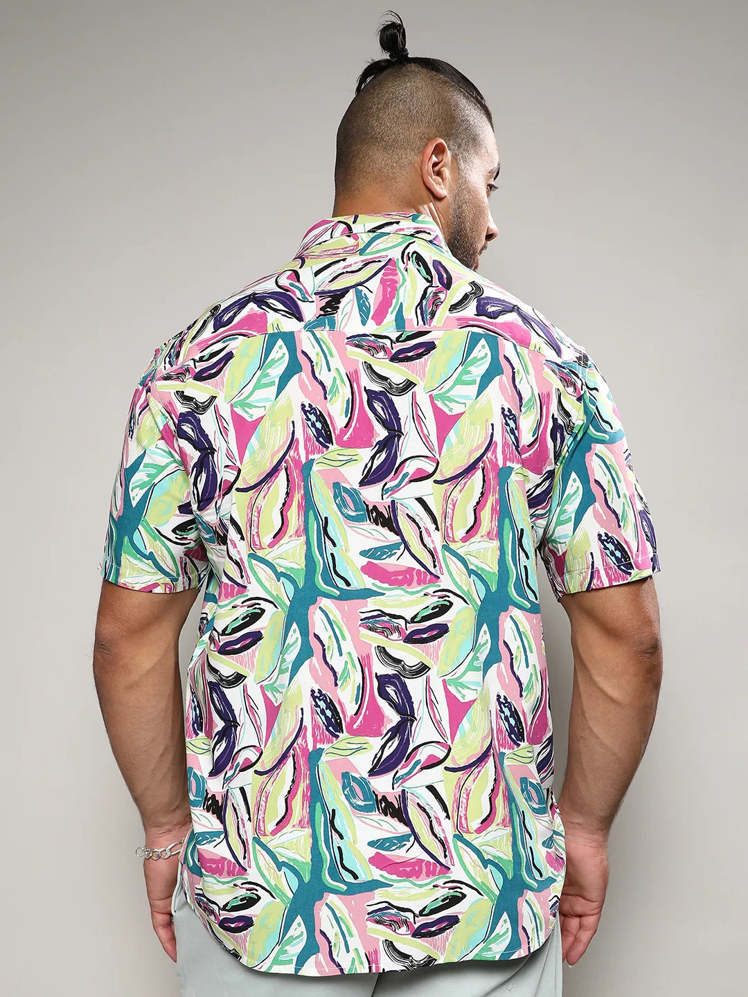 Pink & Green Abstract Foilage Shirt