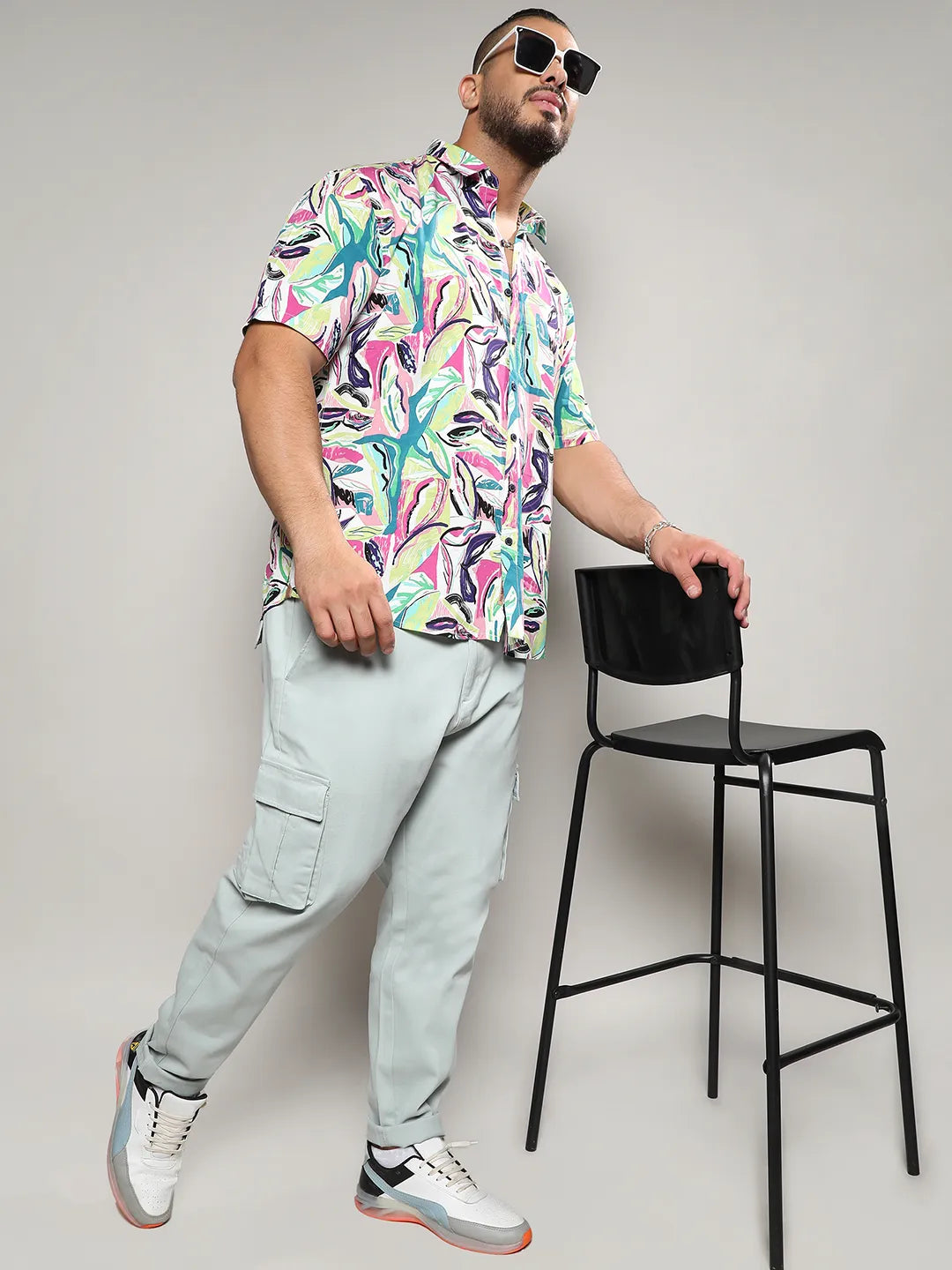 Pink & Green Abstract Foilage Shirt