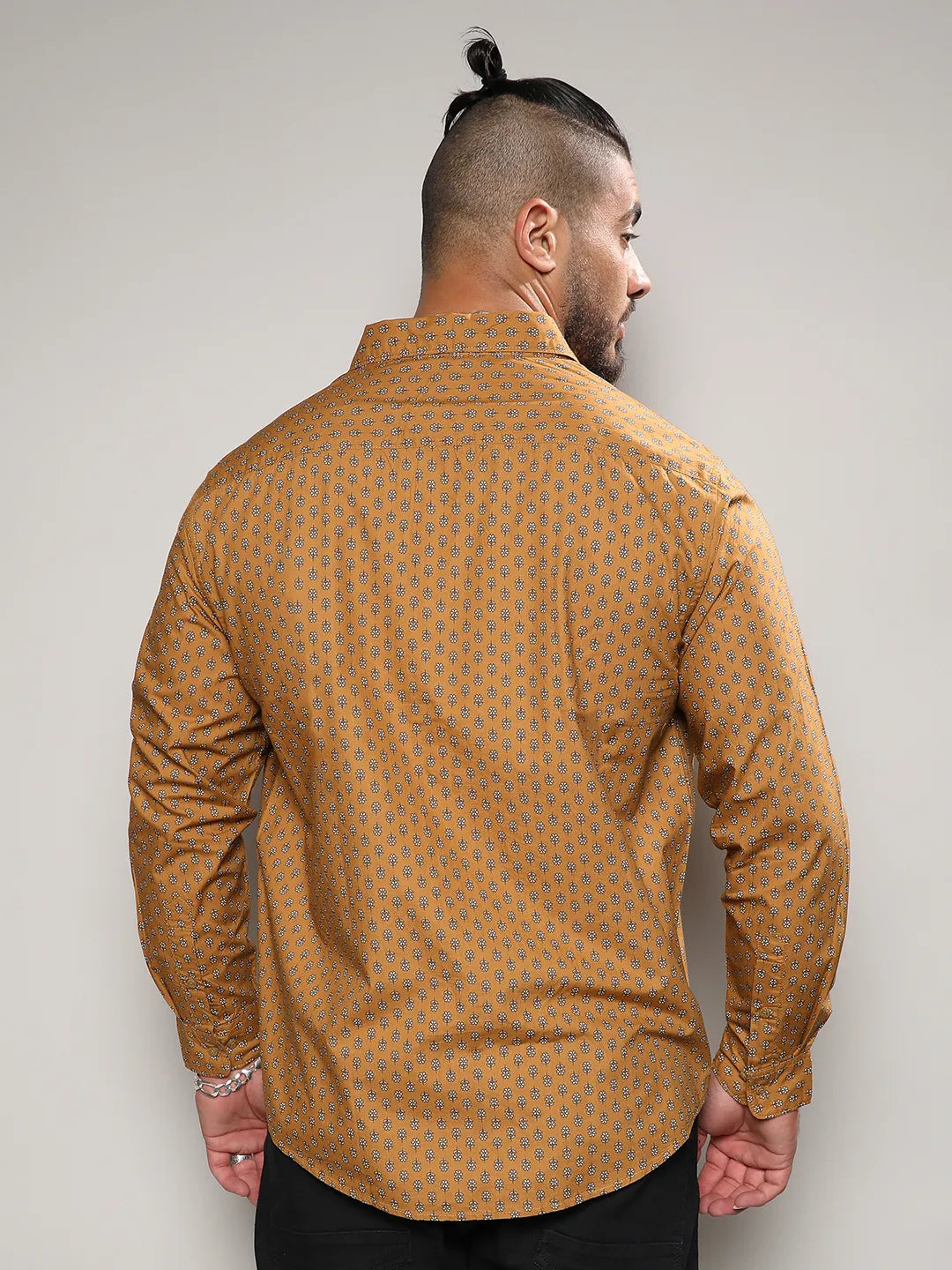 Tan Brown Micro Flower Shirt