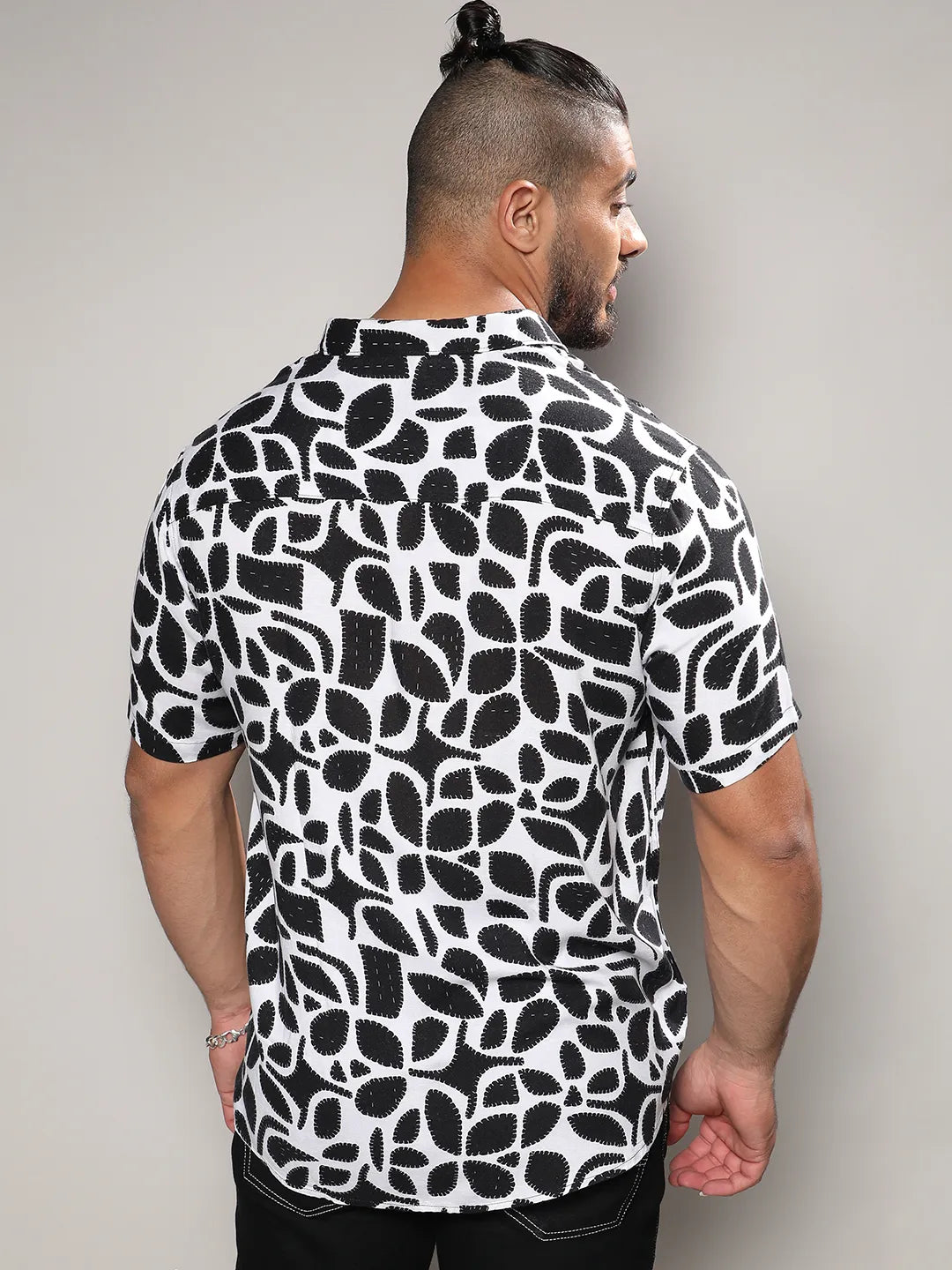 White & Black Contrast Block Shirt