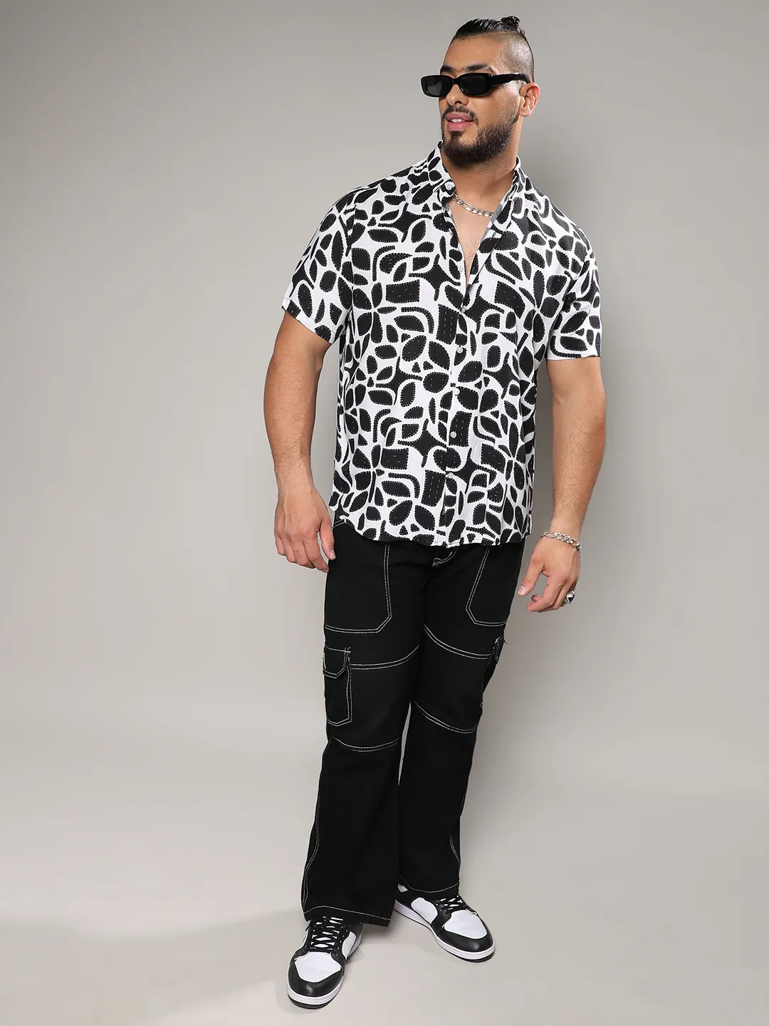 White & Black Contrast Block Shirt