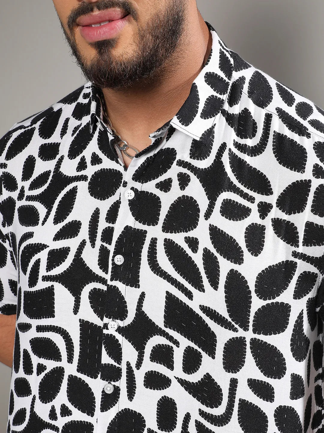 White & Black Contrast Block Shirt