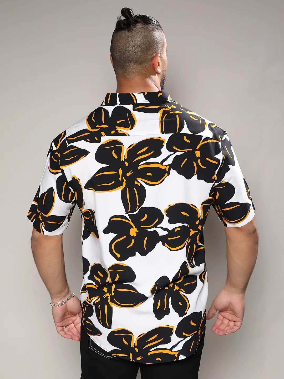 White & Black Maxi Floral Print Shirt