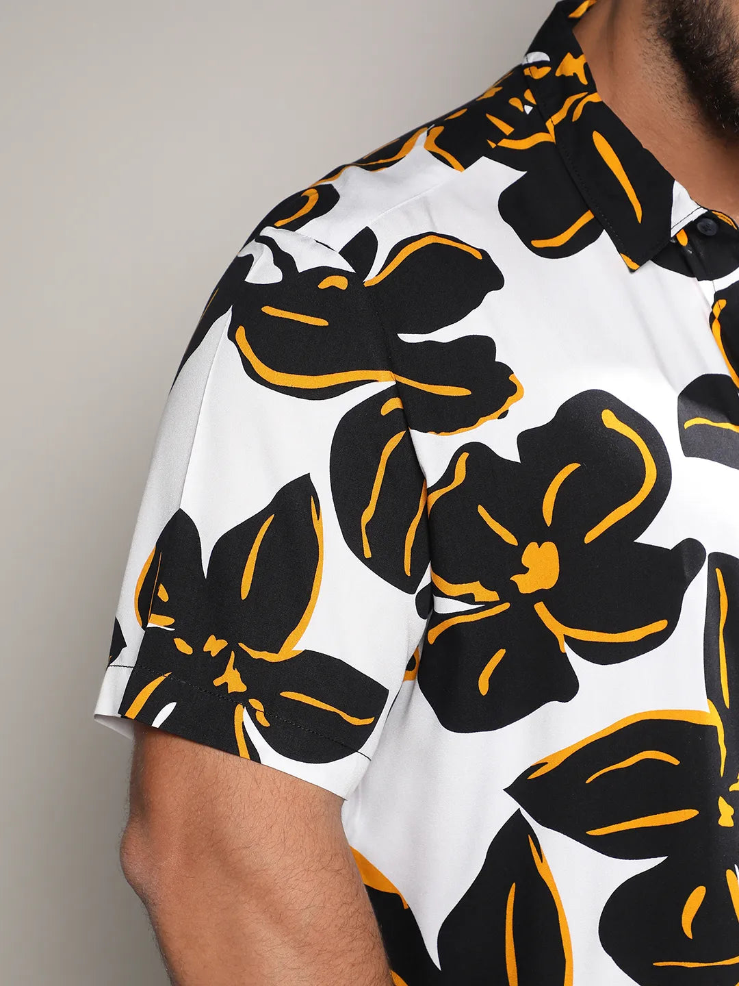 White & Black Maxi Floral Print Shirt