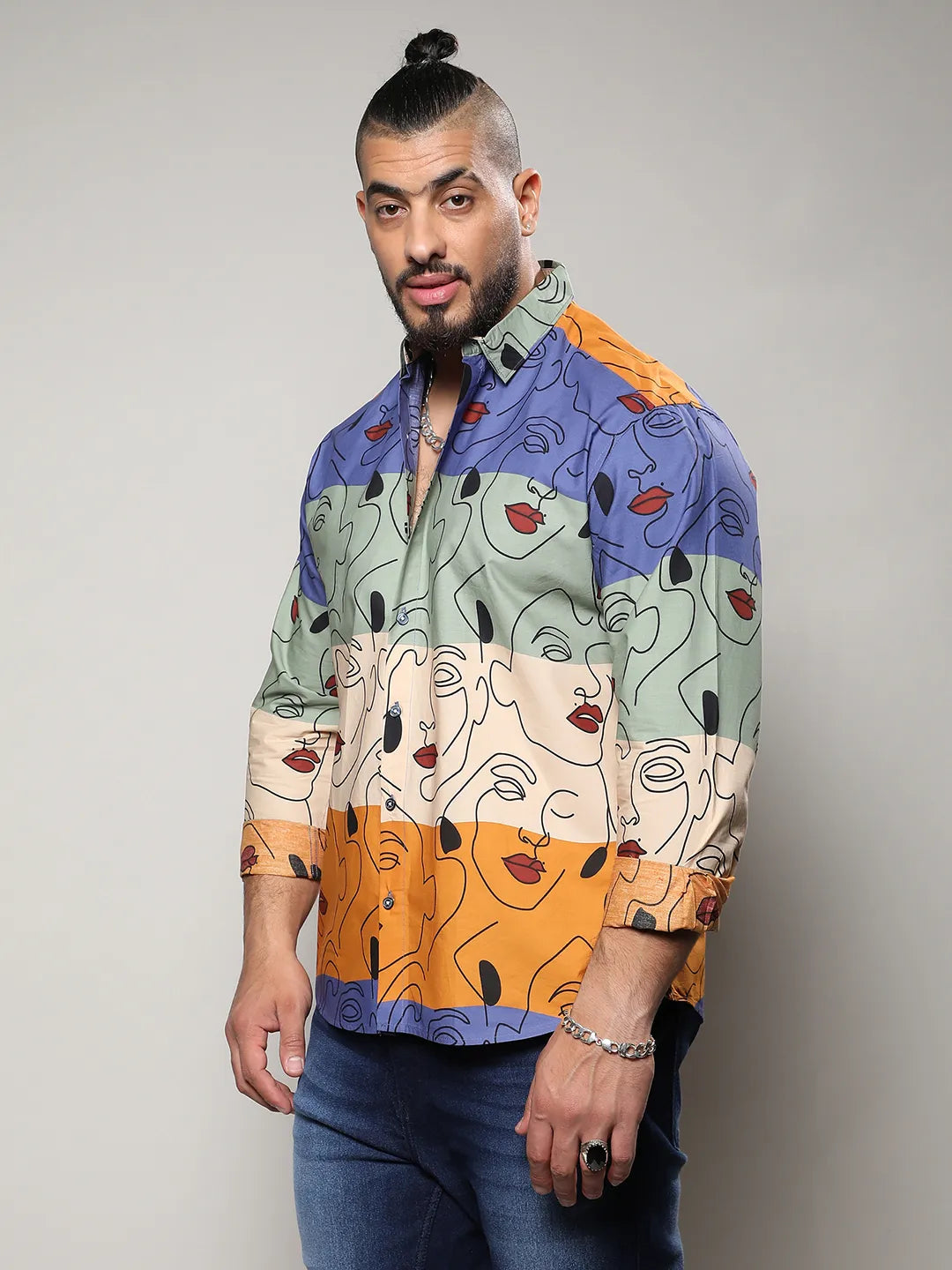 Multicolour Face Line Shirt