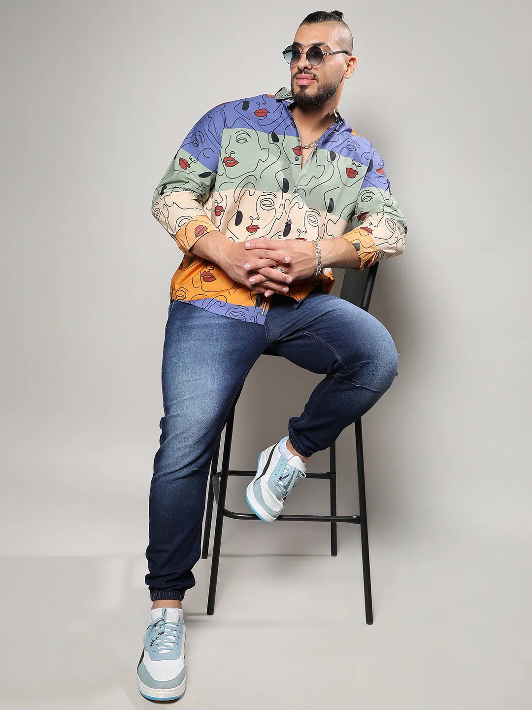 Multicolour Face Line Shirt