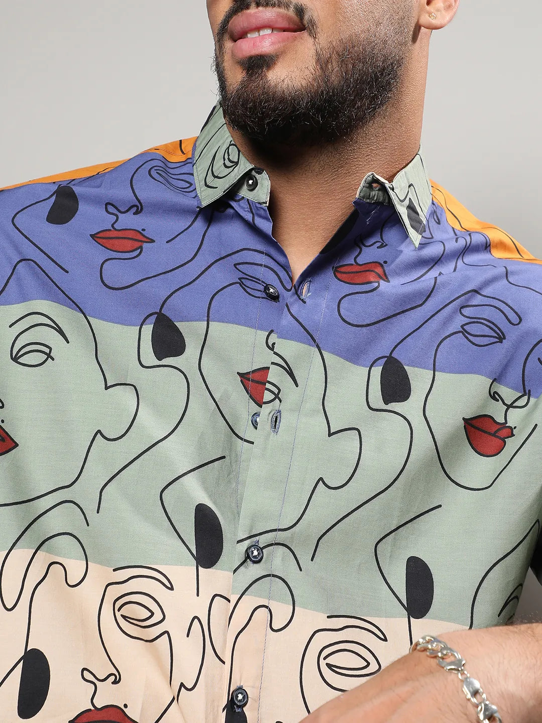 Multicolour Face Line Shirt