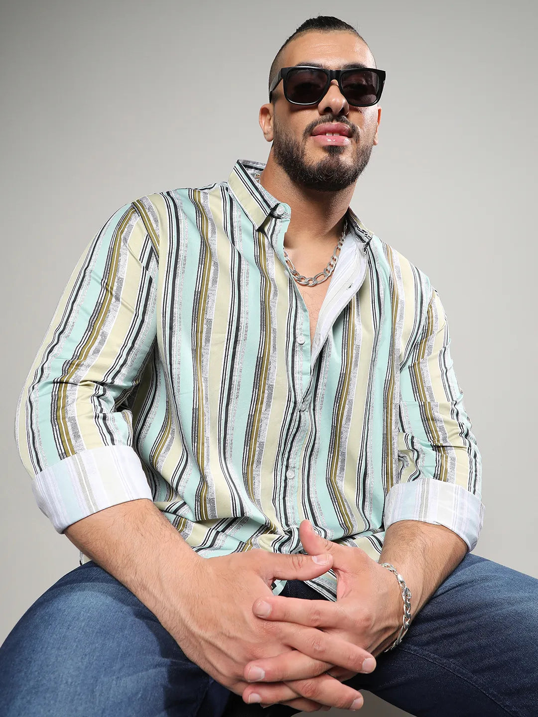 Multicolour Striped Regular Fit Casual Shirt