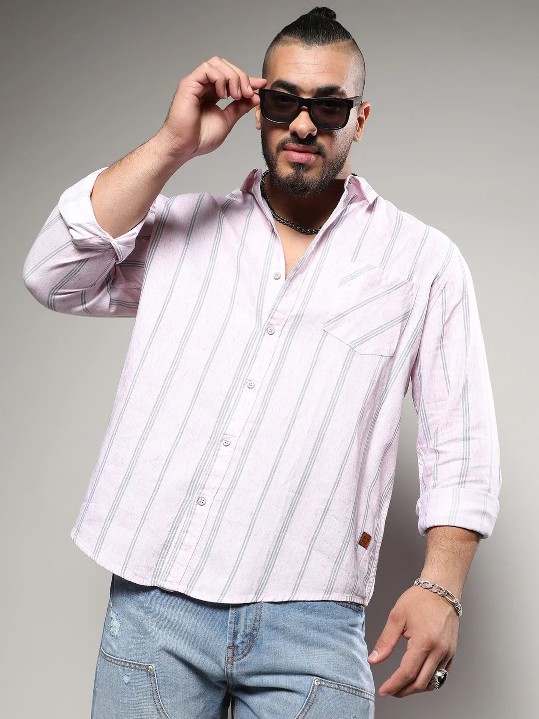 Pink Heathered Striped Shirt