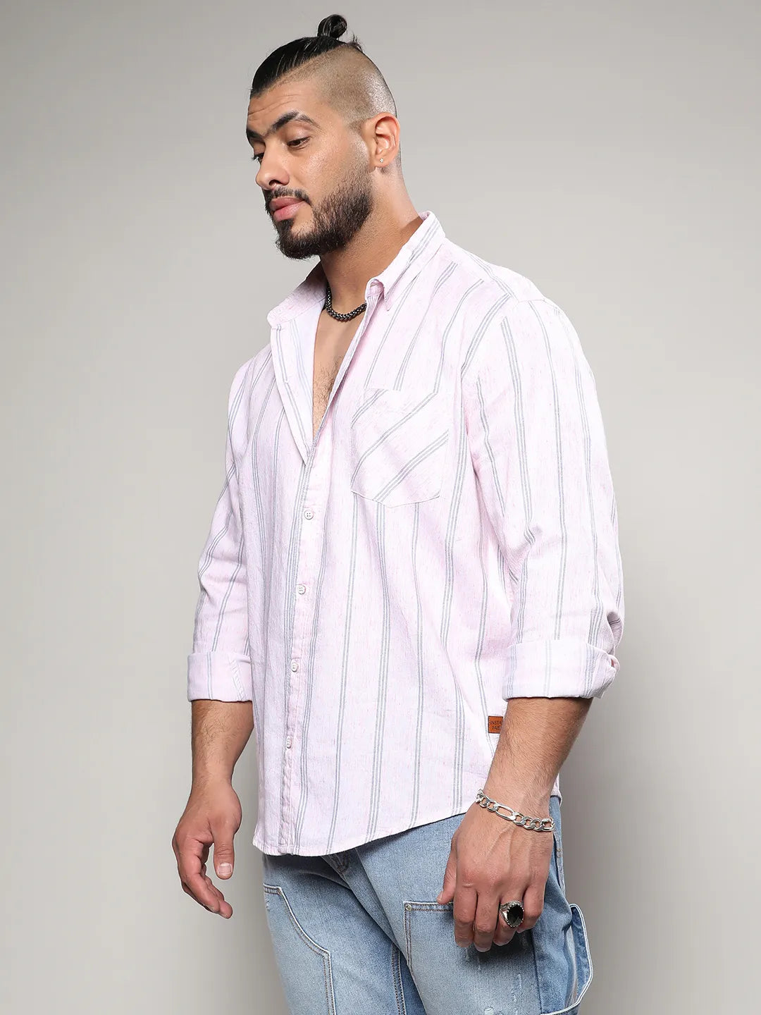 Pink Heathered Striped Shirt