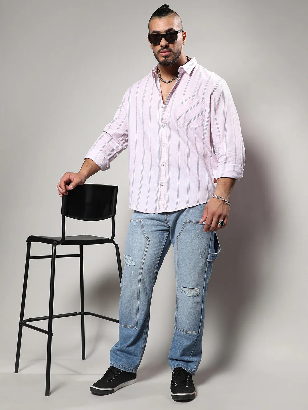 Pink Heathered Striped Shirt