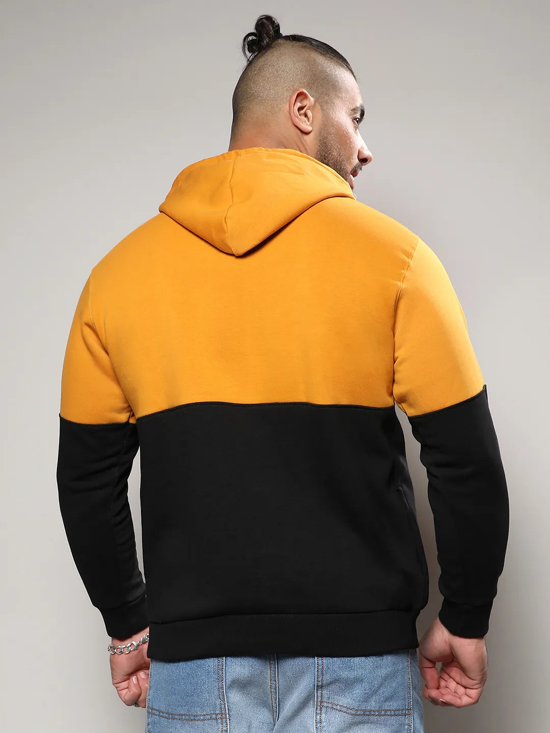 Black & Mustard Yellow Contrast Panel Sweatshirt