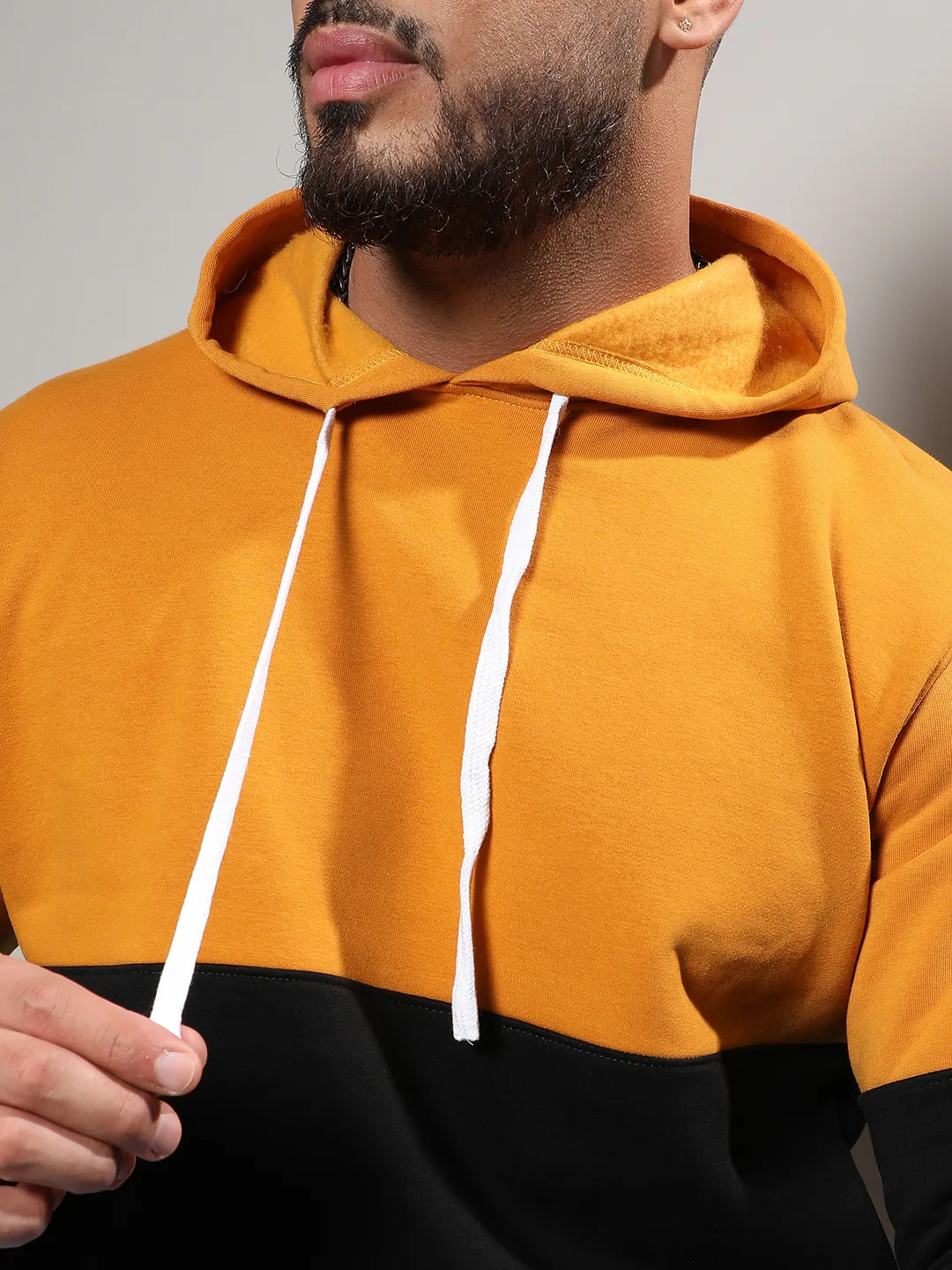 Black & Mustard Yellow Contrast Panel Sweatshirt