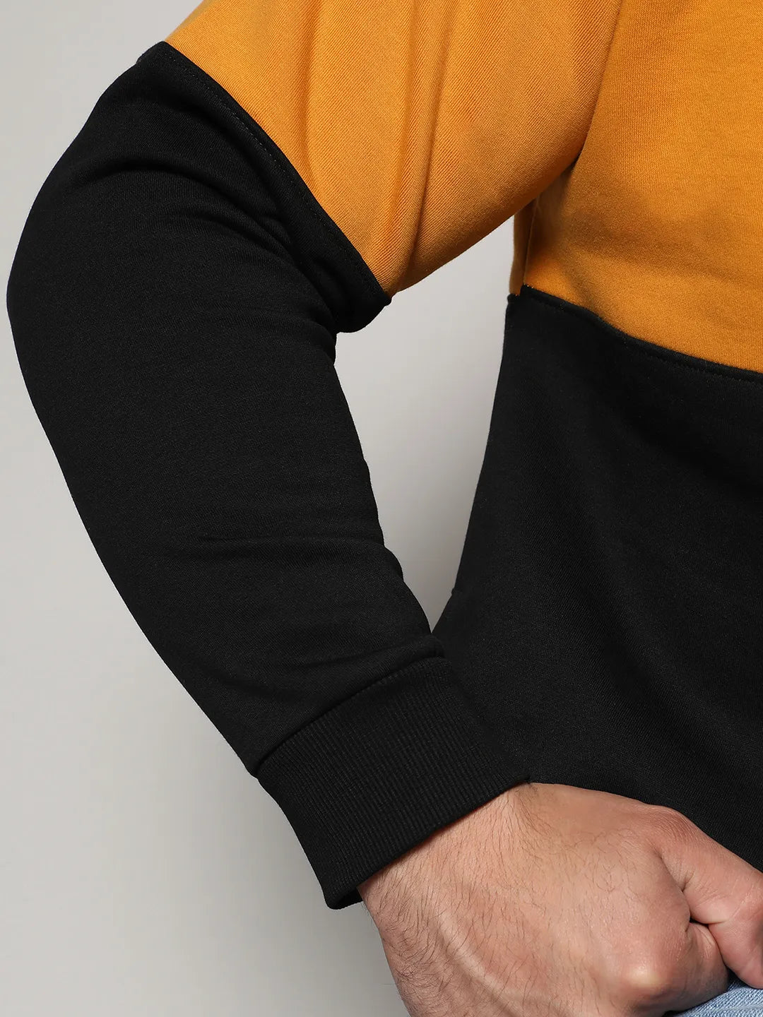 Black & Mustard Yellow Contrast Panel Sweatshirt