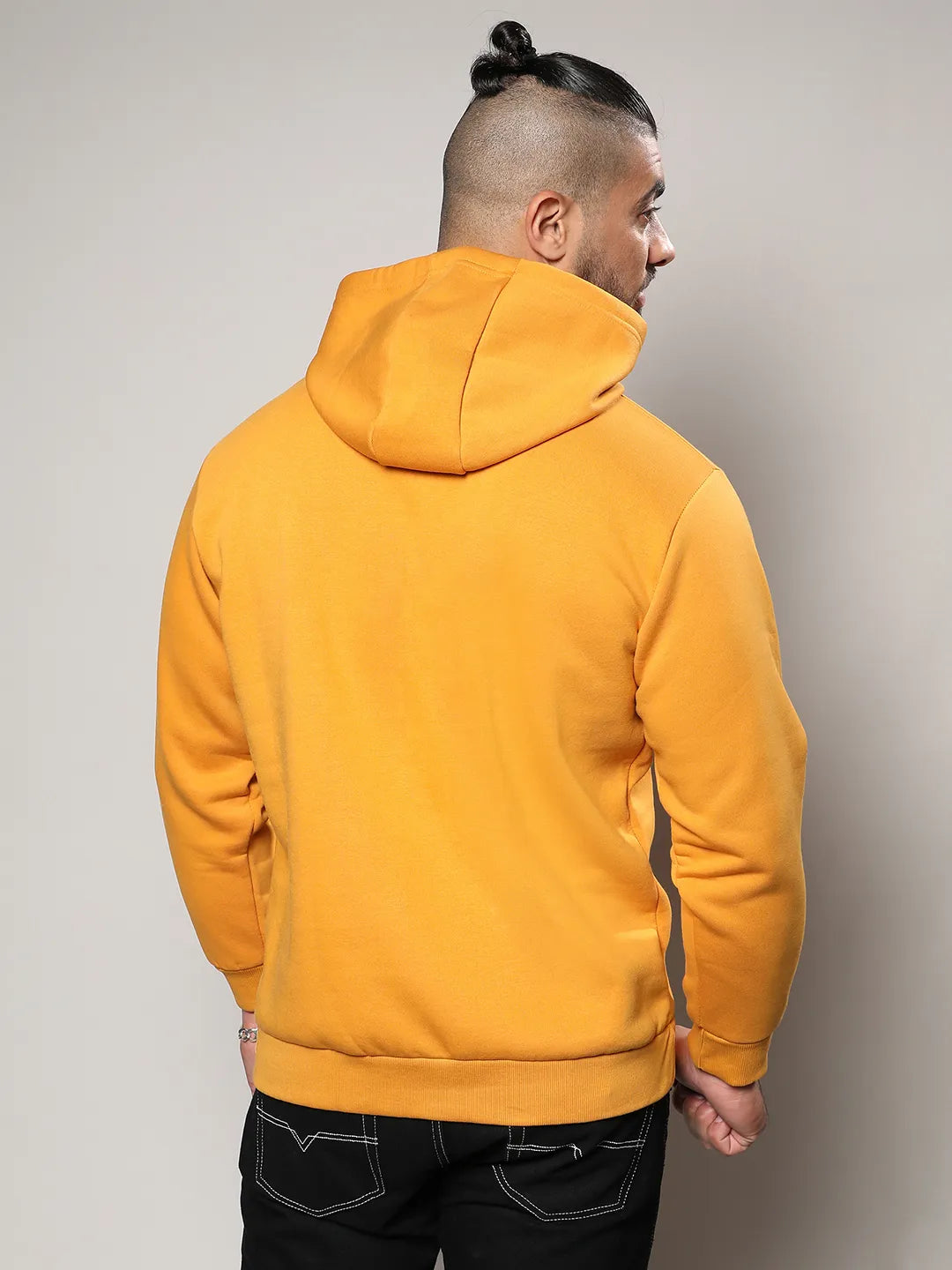 Mustard Yellow Basic Hoodie With Kangaroo Pocket