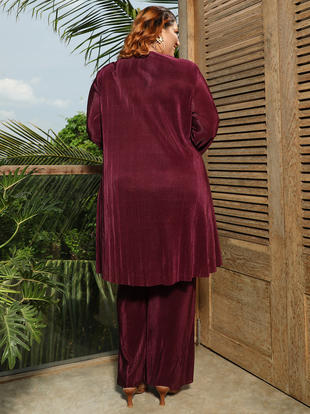 Solid Pleated Kurta Set