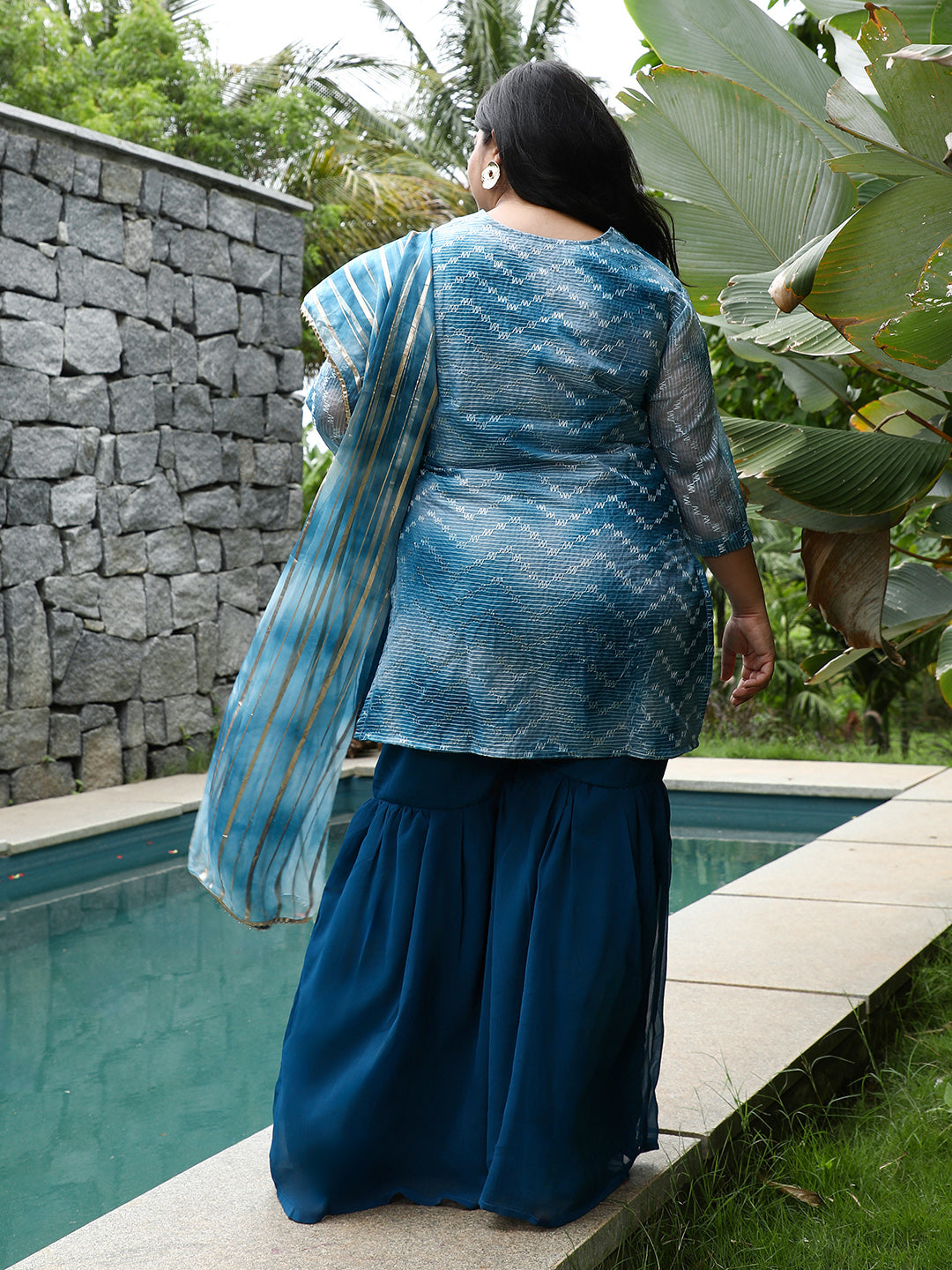 Tie-Dye Kurti With Palazzo And Dupatta