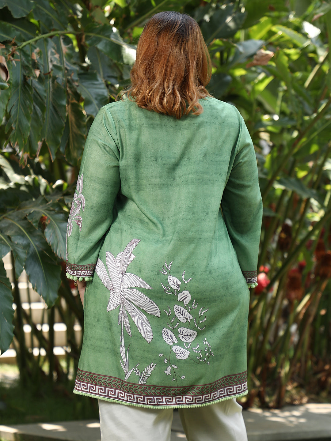 Palm Foliage Kurti With Trousers