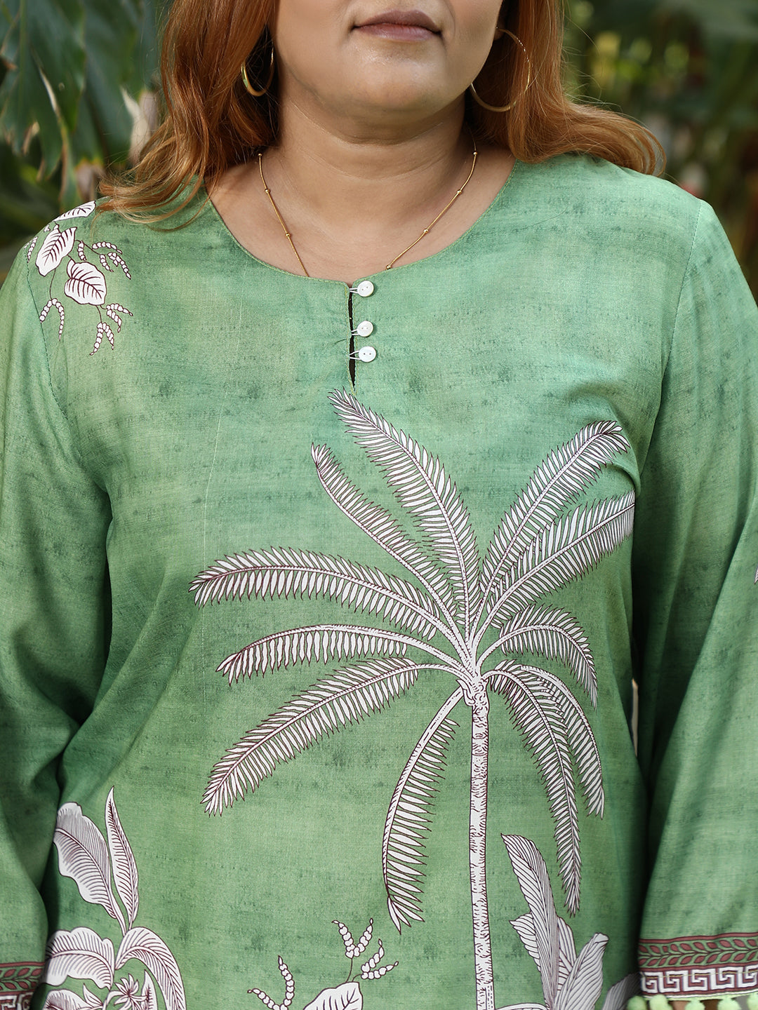 Palm Foliage Kurti With Trousers