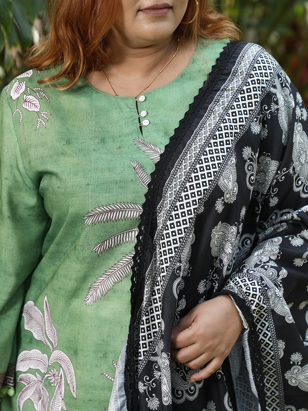 Palm Foliage Kurti With Trousers