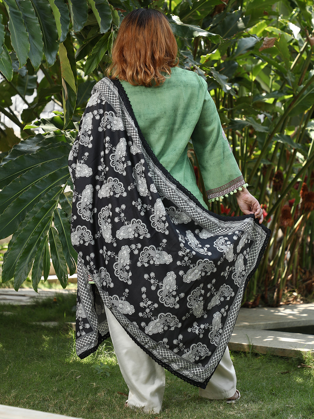 Palm Foliage Kurti With Trousers