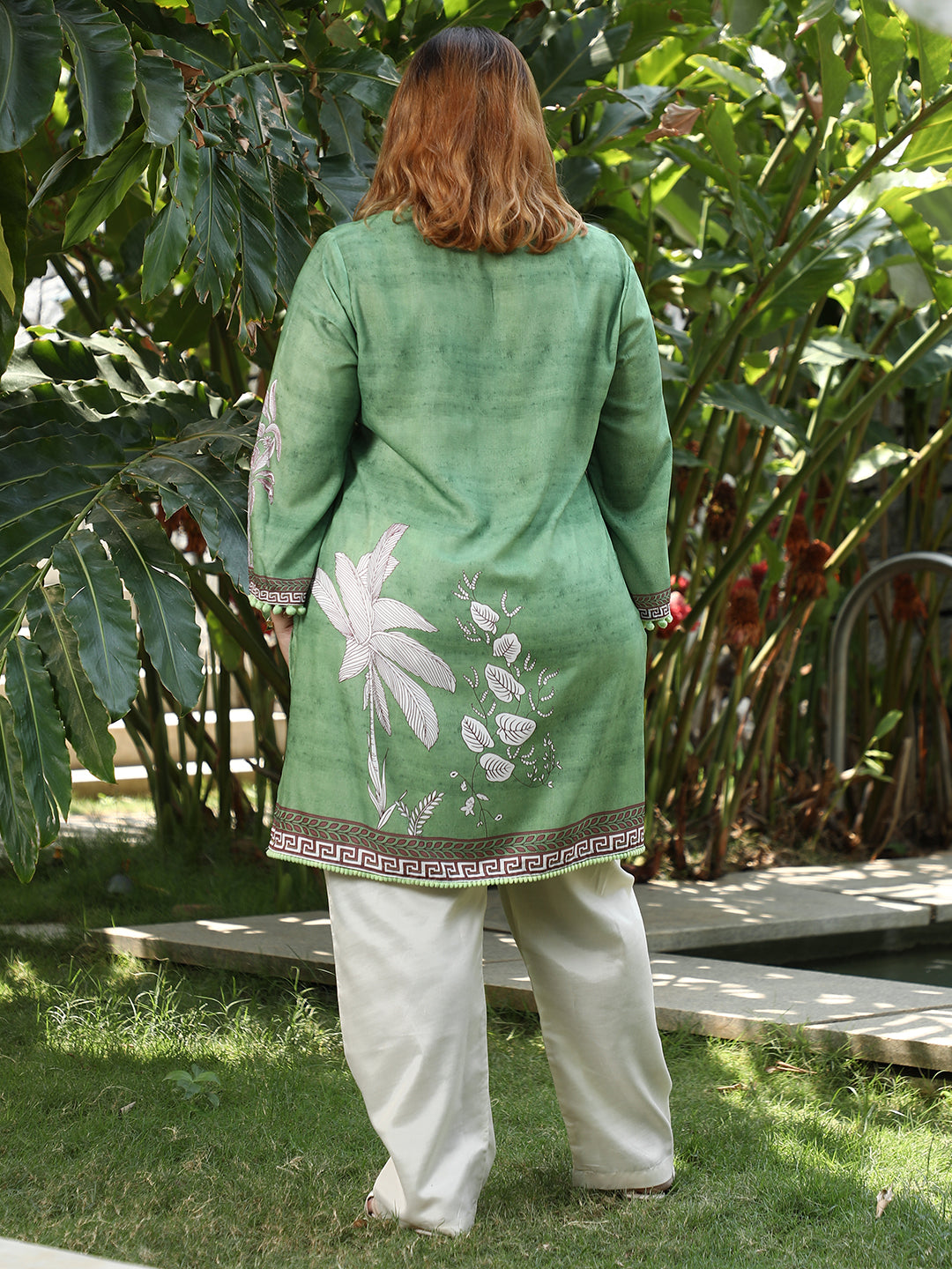Palm Foliage Kurti With Trousers