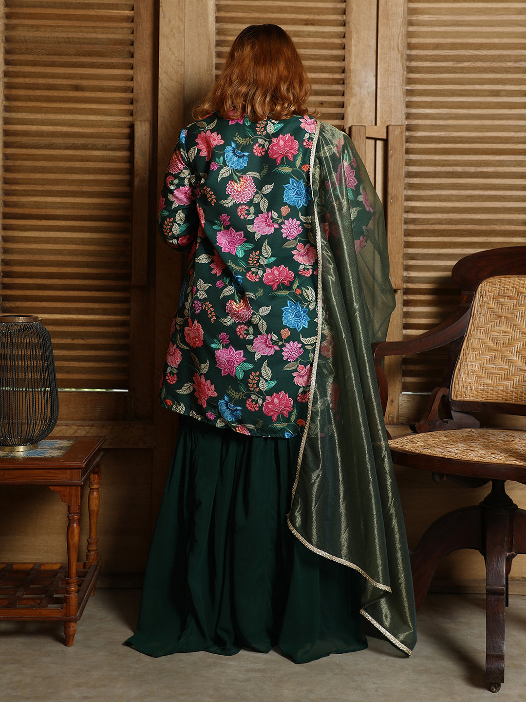 Botanical Cluster Kurti With Sharara & Dupatta