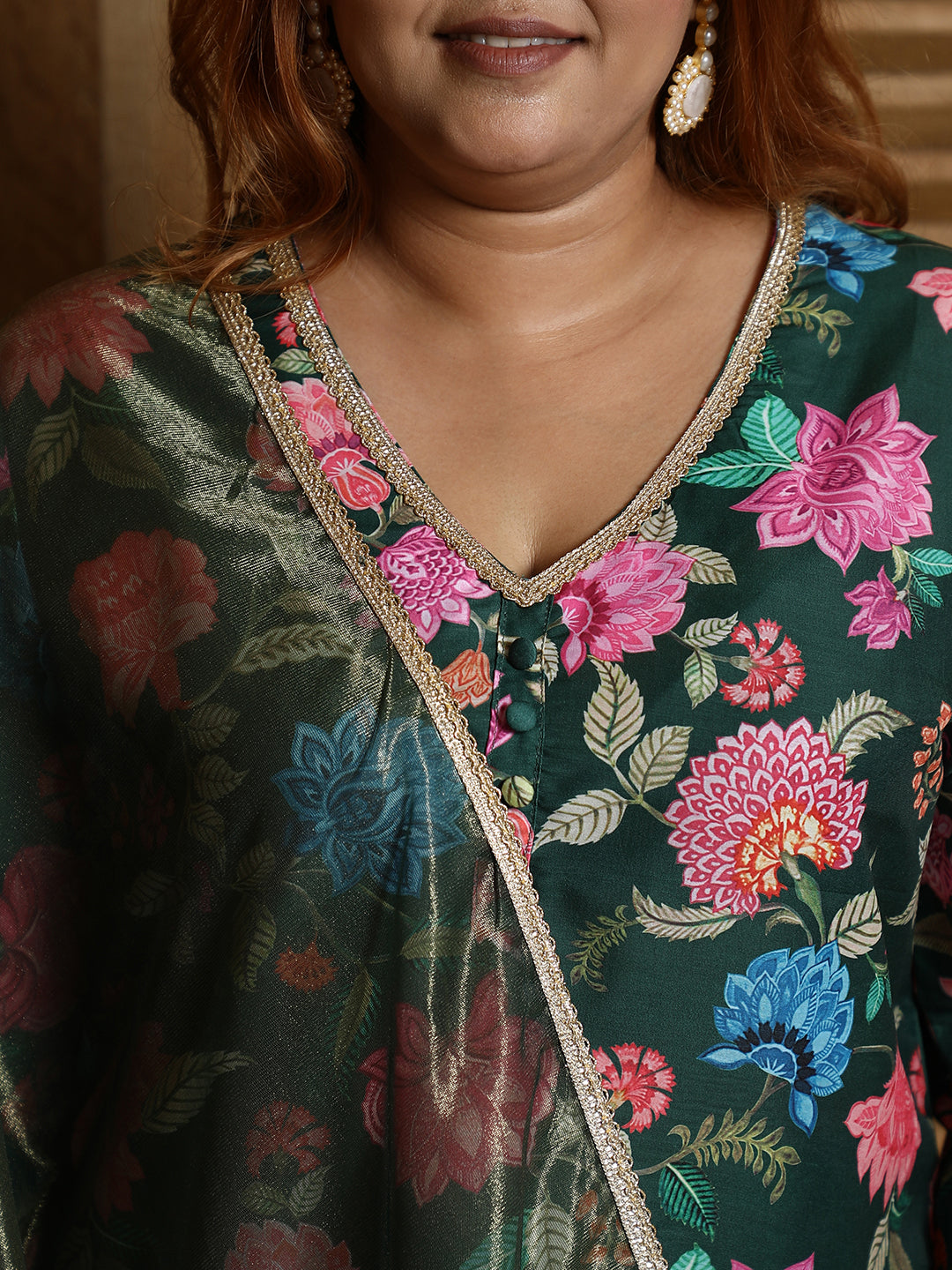 Botanical Cluster Kurti With Sharara & Dupatta