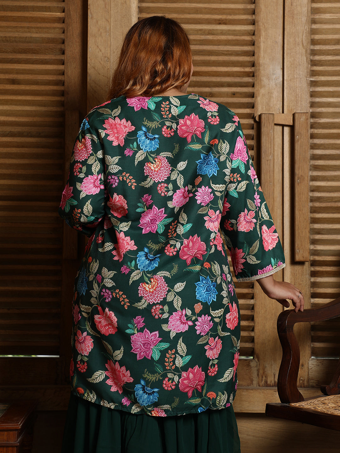 Botanical Cluster Kurti With Sharara & Dupatta