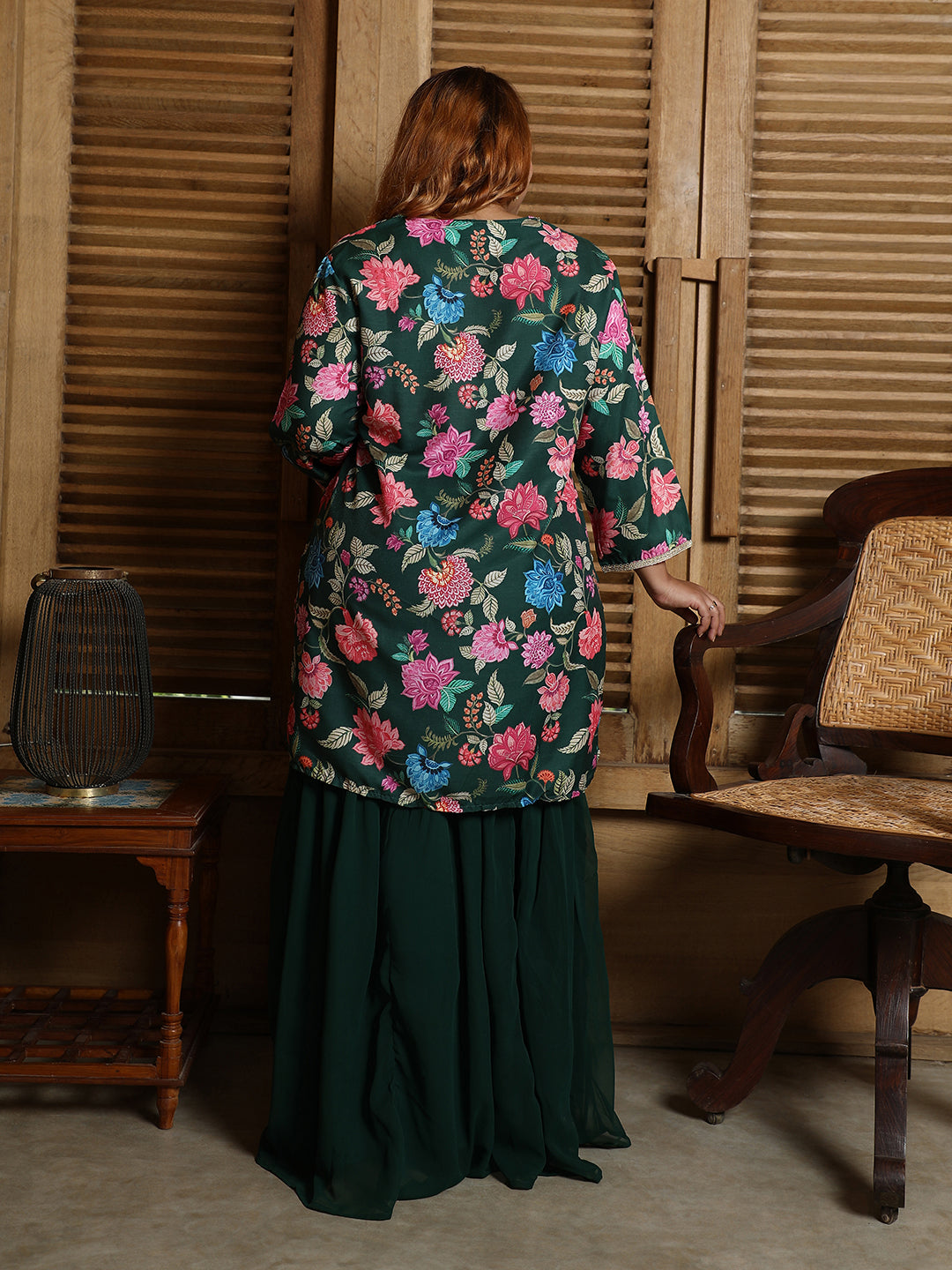 Botanical Cluster Kurti With Sharara & Dupatta
