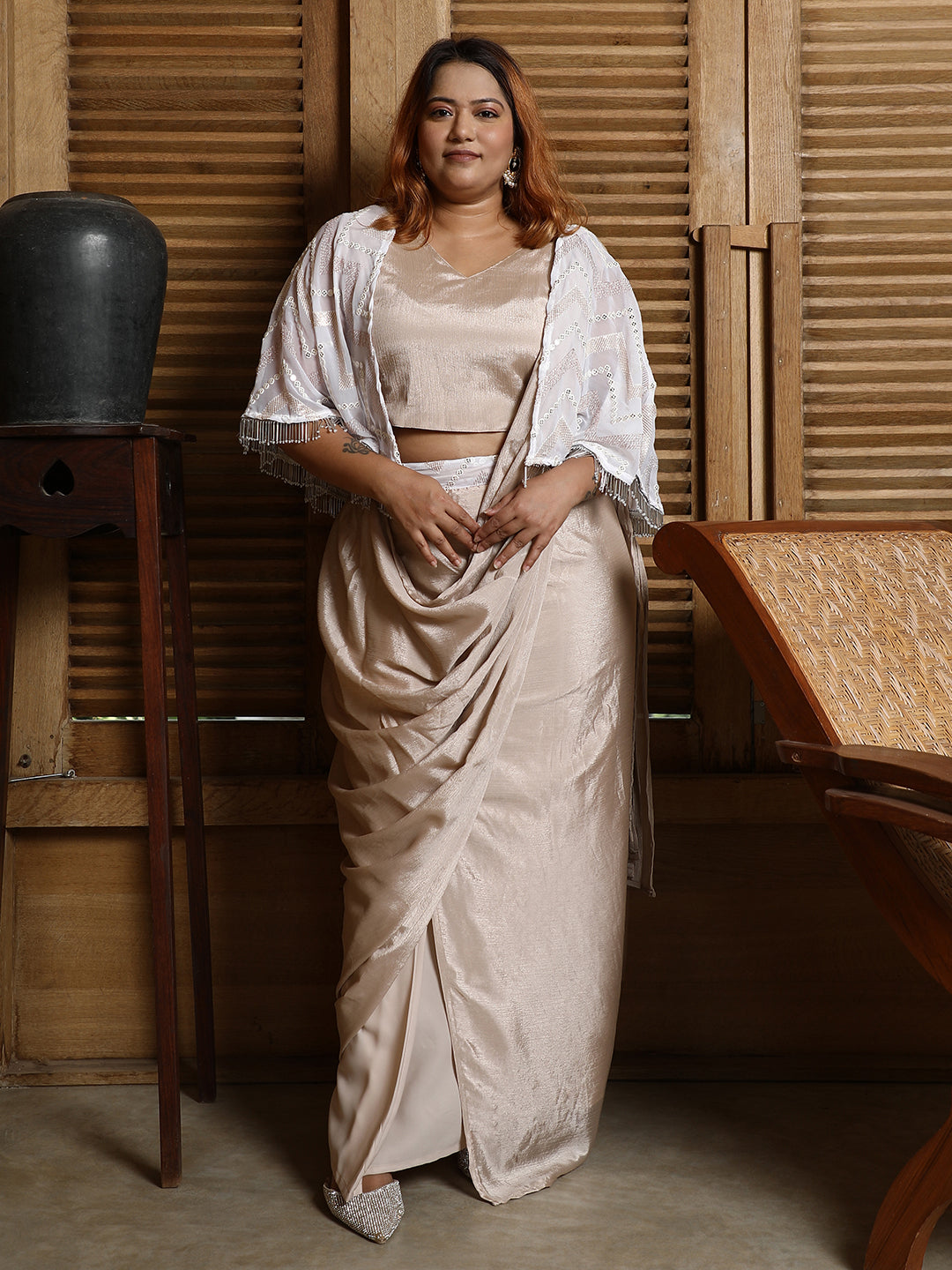 Bijou Cape Pre-Draped Saree