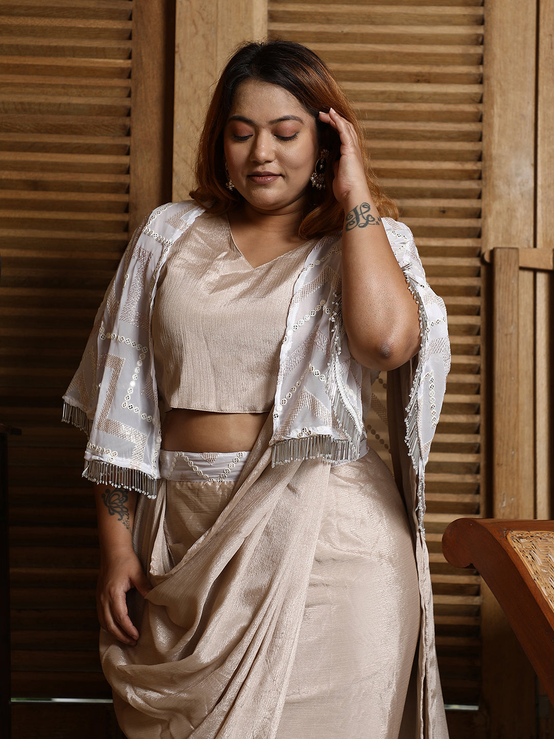 Bijou Cape Pre-Draped Saree