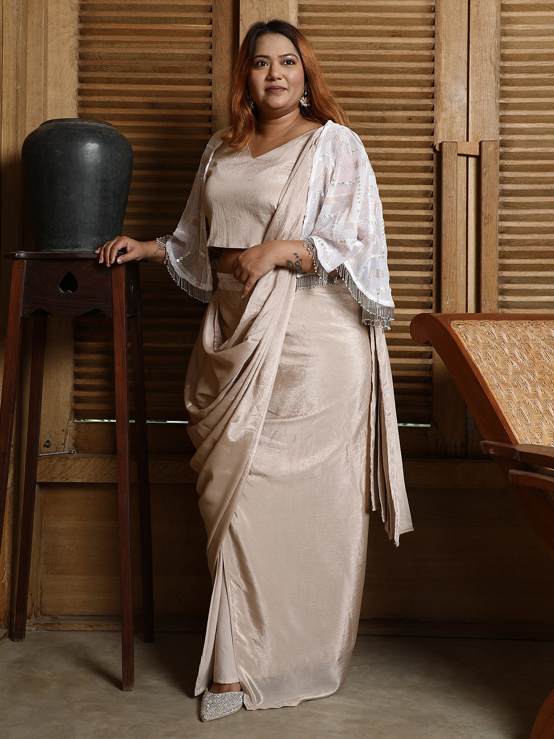 Bijou Cape Pre-Draped Saree