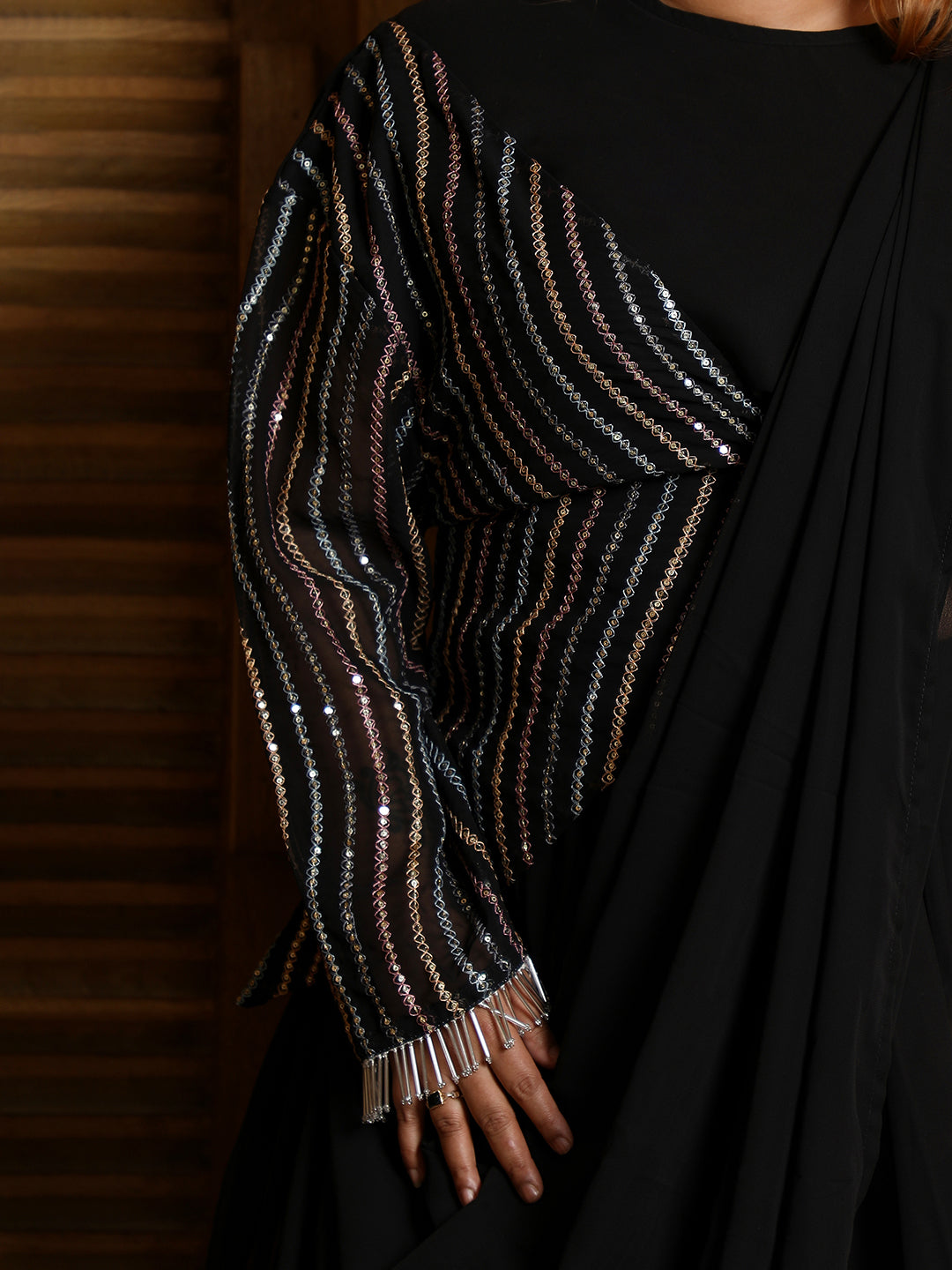 Embellished Lined Pre-Draped Saree