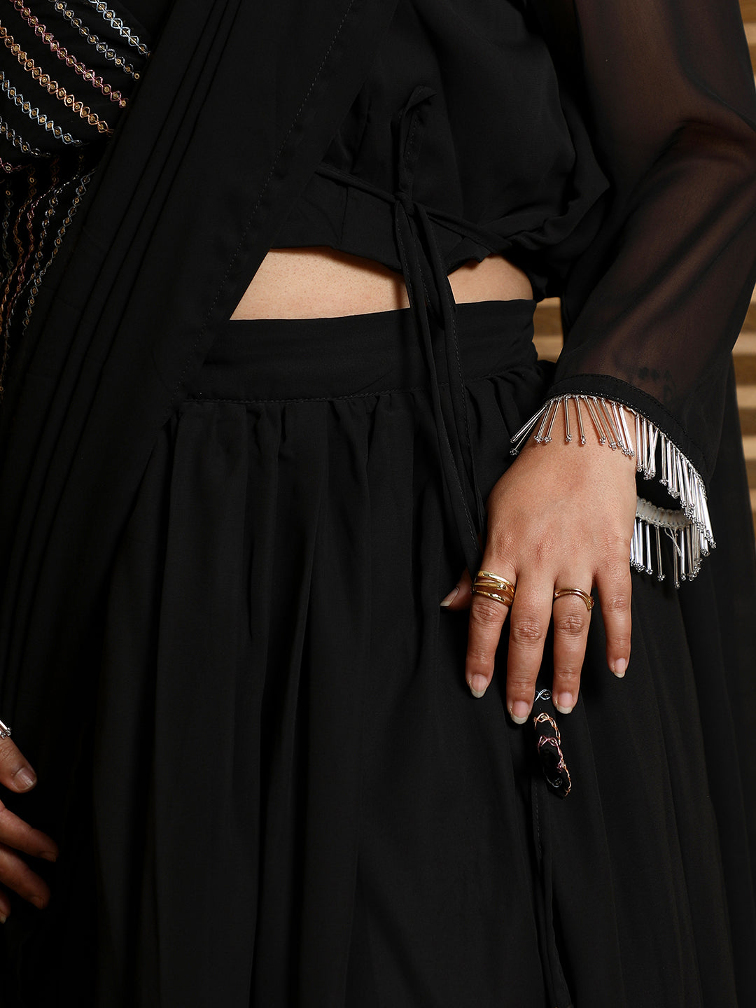 Embellished Lined Pre-Draped Saree