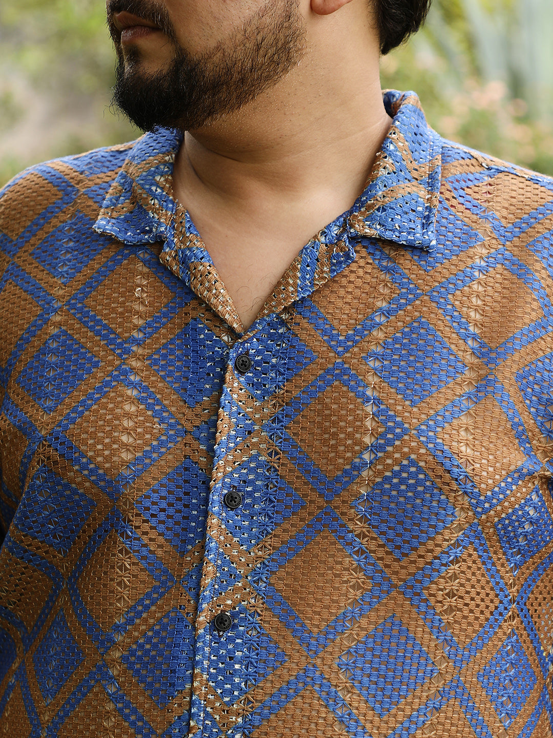 Geometric-Block Imprint Oversized Shirt