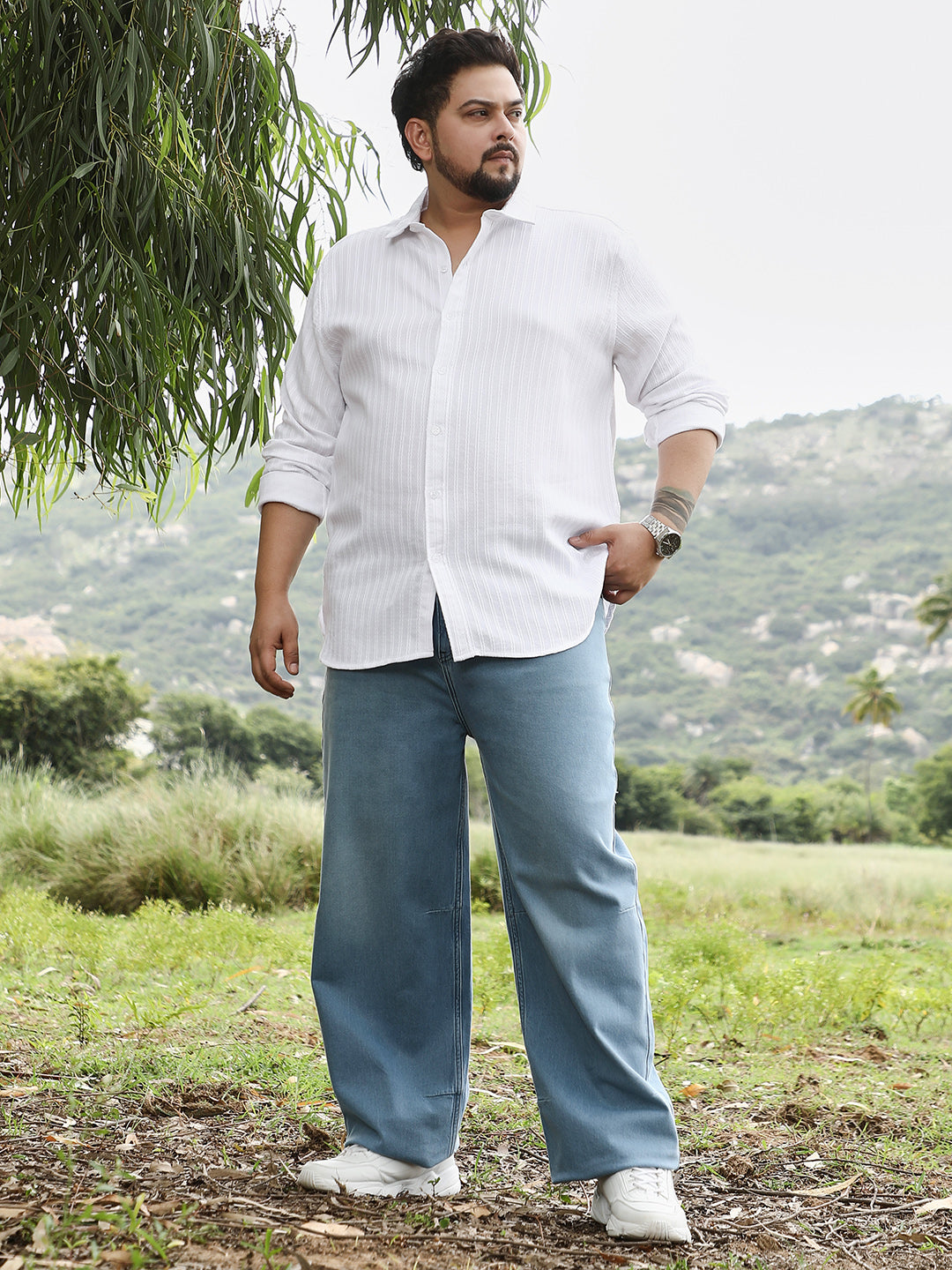 Rope-Stripe Jacquard Shirt
