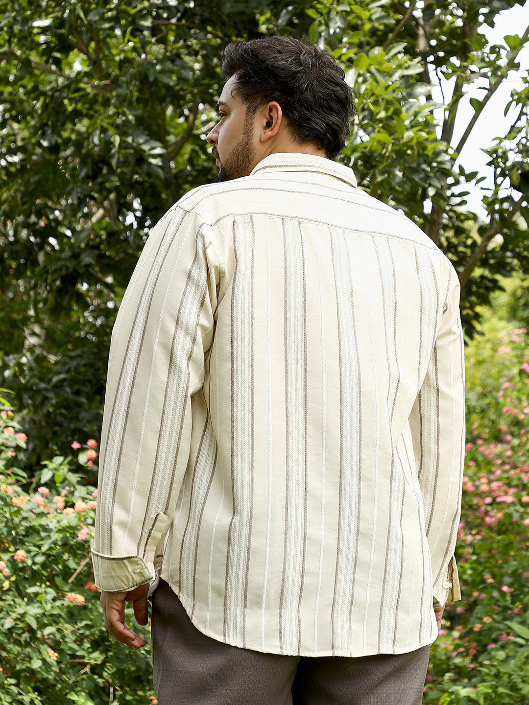 Shadow-Stripe Jacquard Shirt