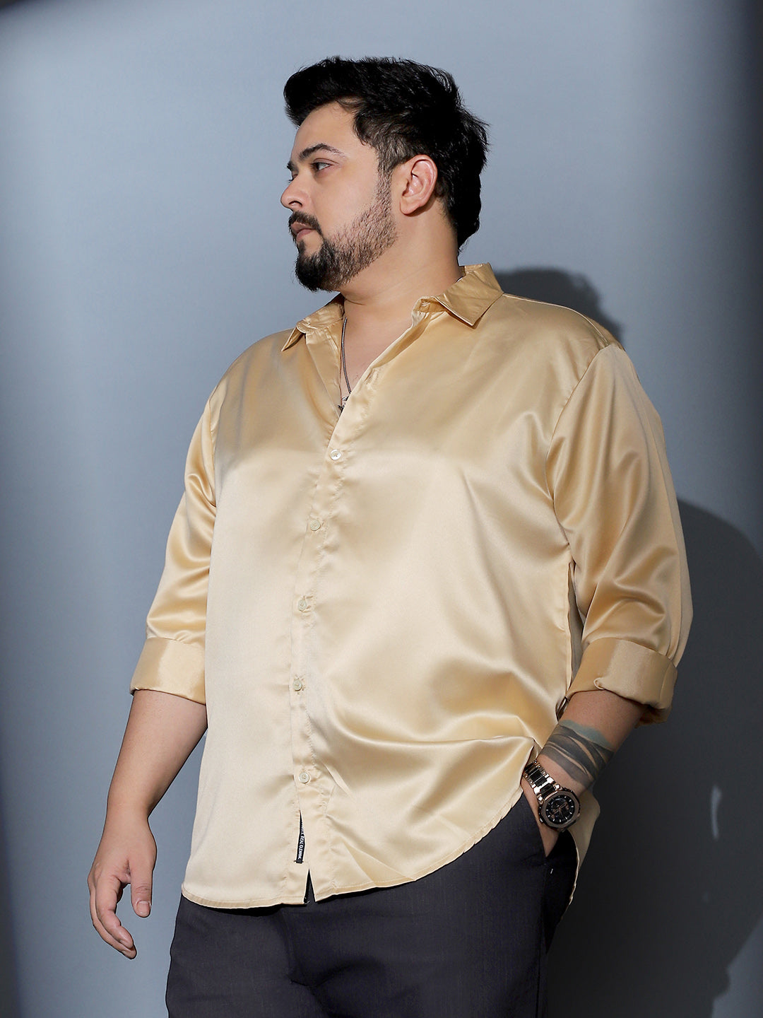 Solid-Satin Regular Shirt