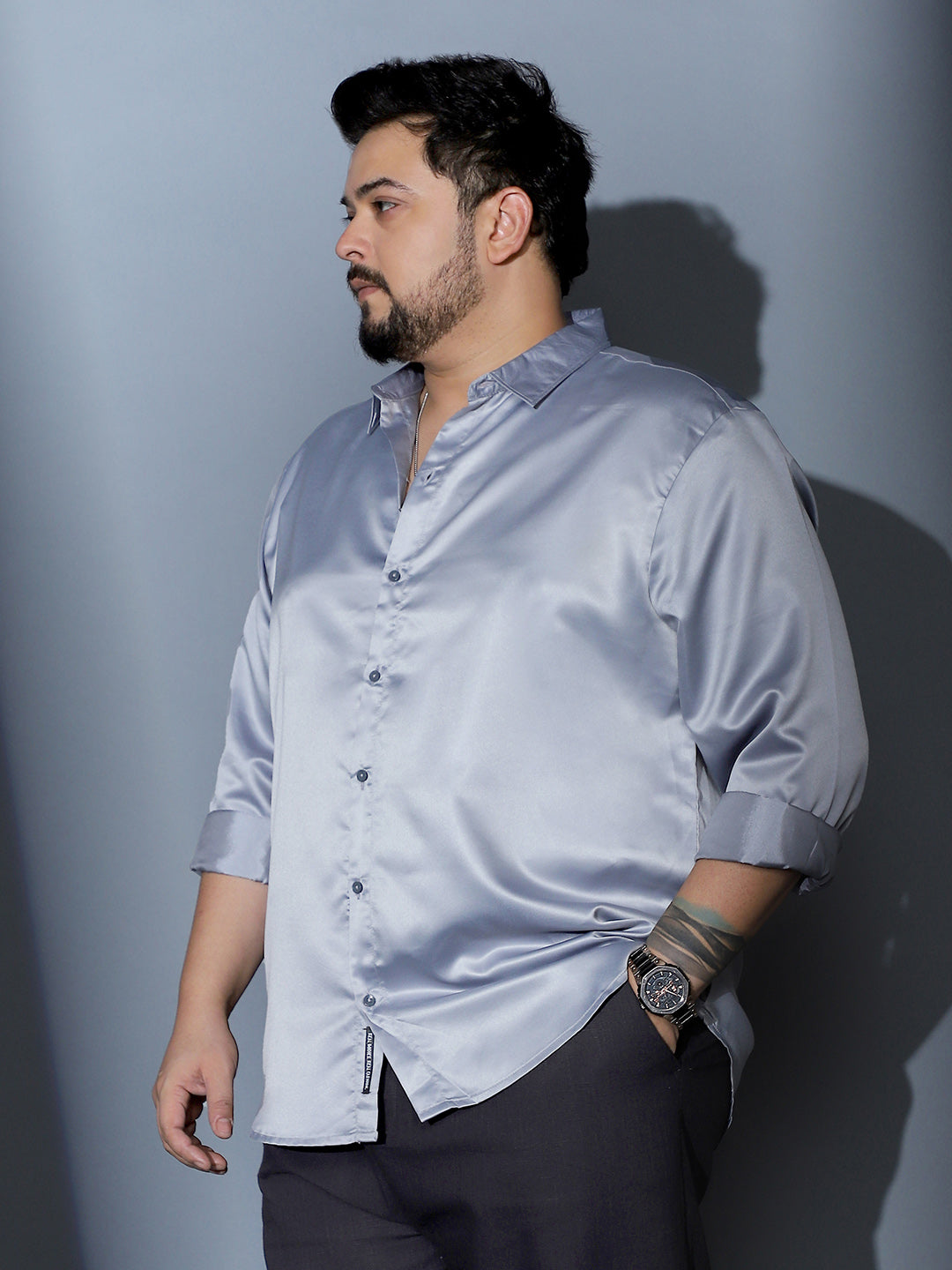 Solid-Satin Regular Shirt