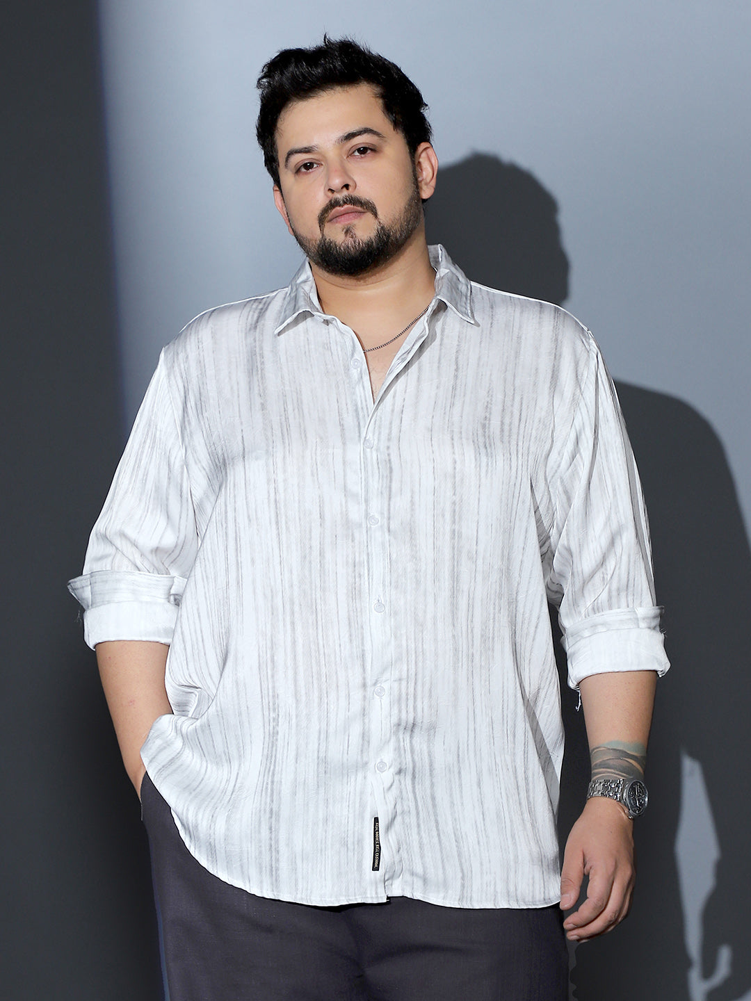 Grazed-Imprint Textured Shirt